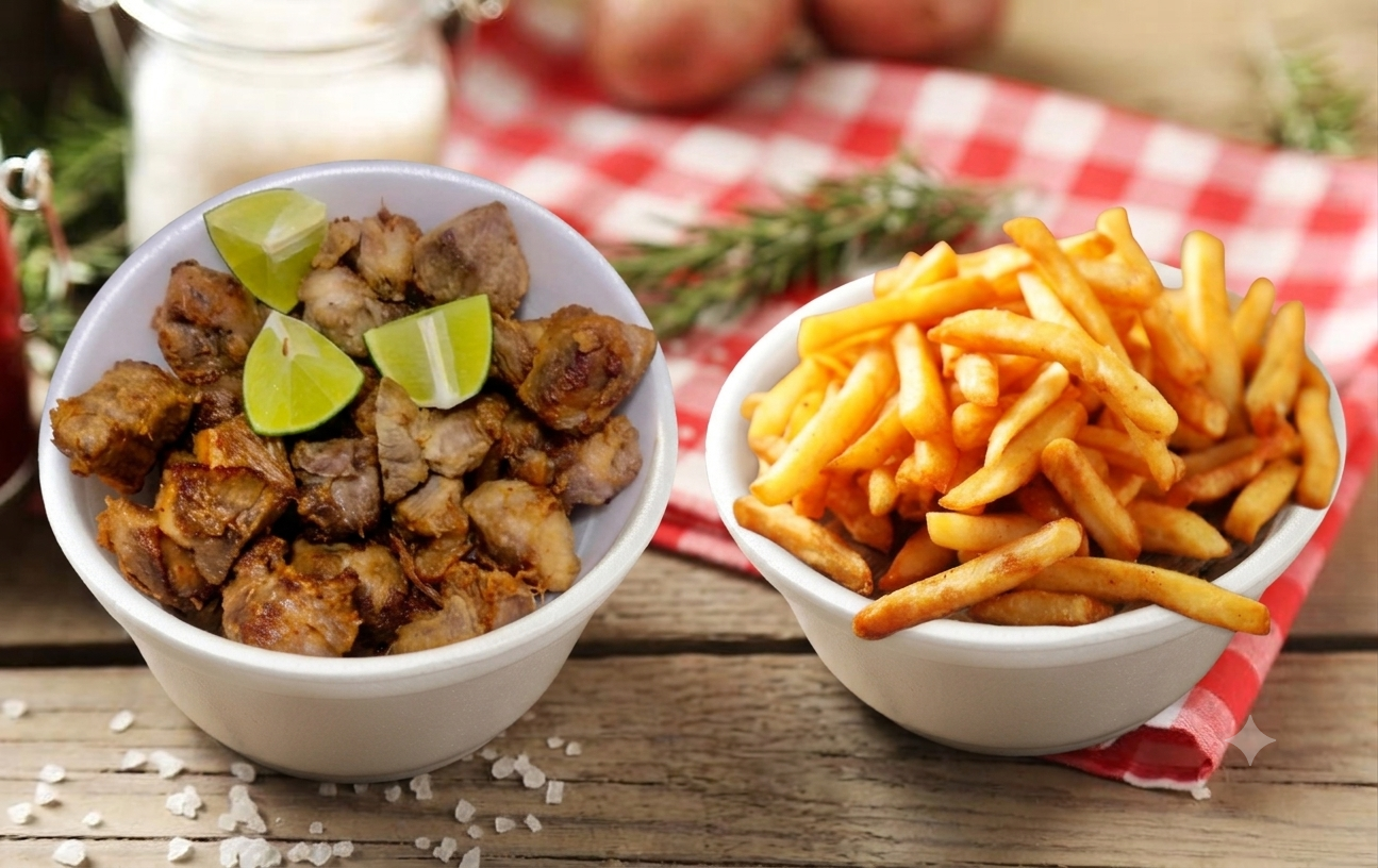 Costela suína com batata frita